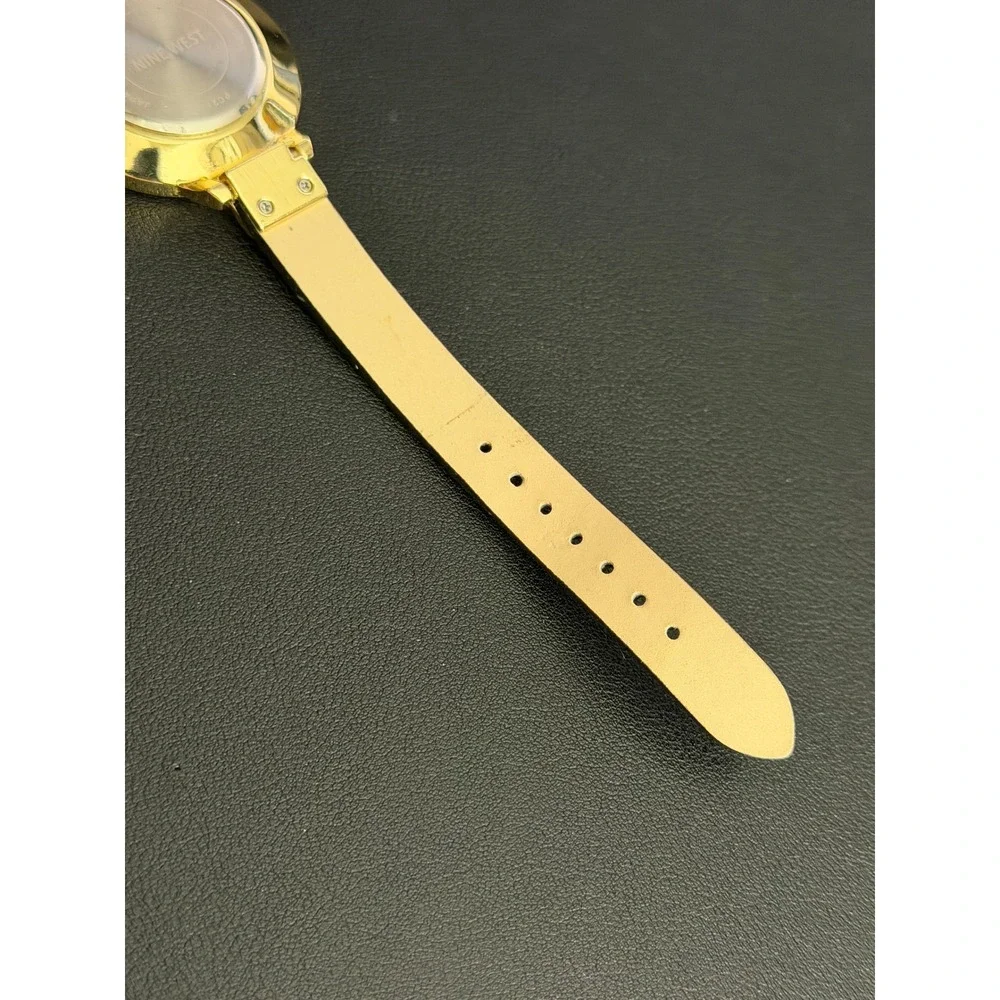 Nine West Watch Womens Black Gold Tone Floral